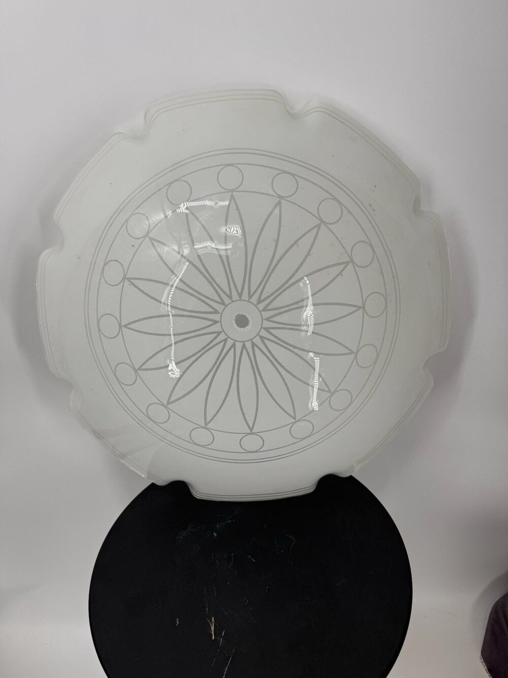 Atomic 18" Frosted Glass Ceiling Dome Light Shade Cover MCM Silver Glitter